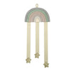 Decorative rainbow with ribbons and stars on a white background