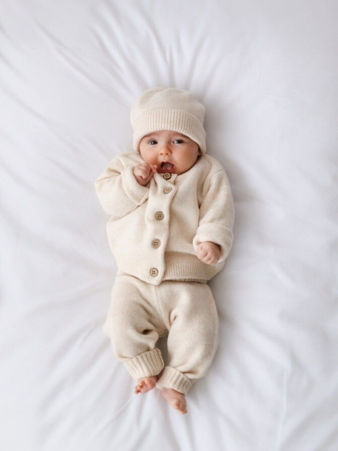 Wool Knit hat - Ivory Blush