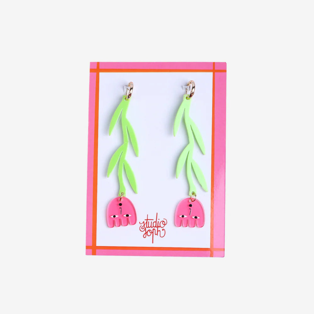 Perspex Earrings - Flower Drops