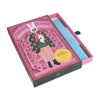 Boxed set of dolls with a fashion theme on a white background