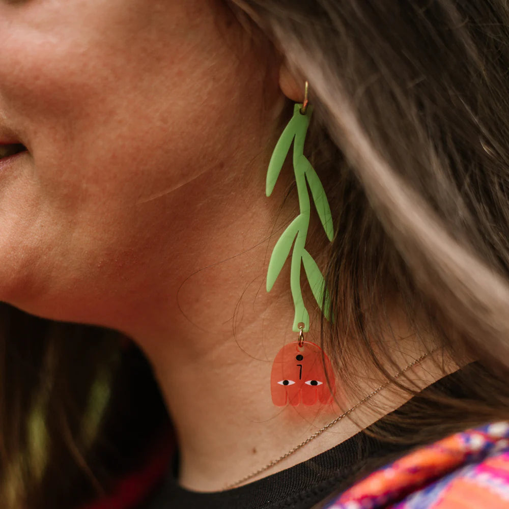 Perspex Earrings - Flower Drops