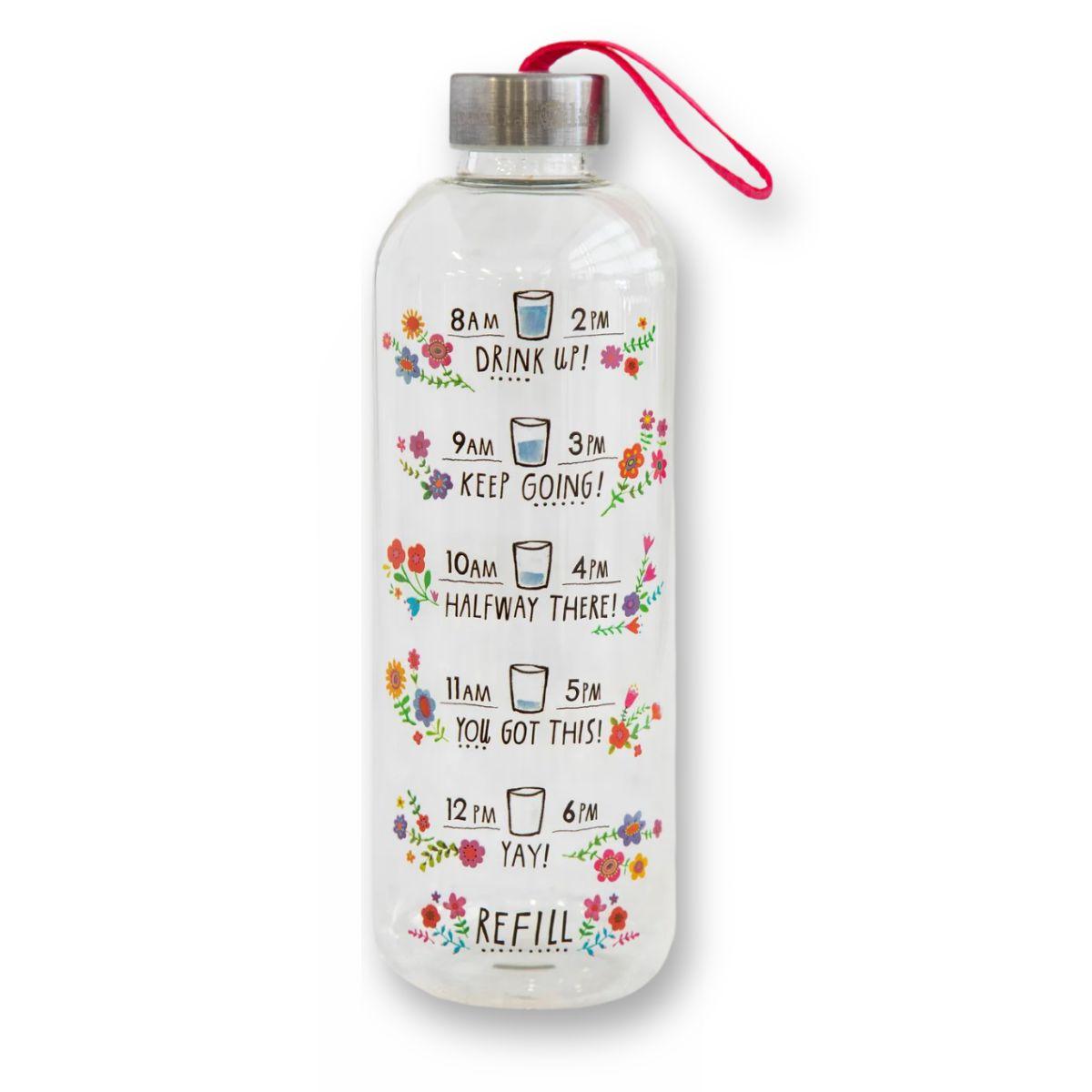 Glass Water Bottle - Floral 950ml