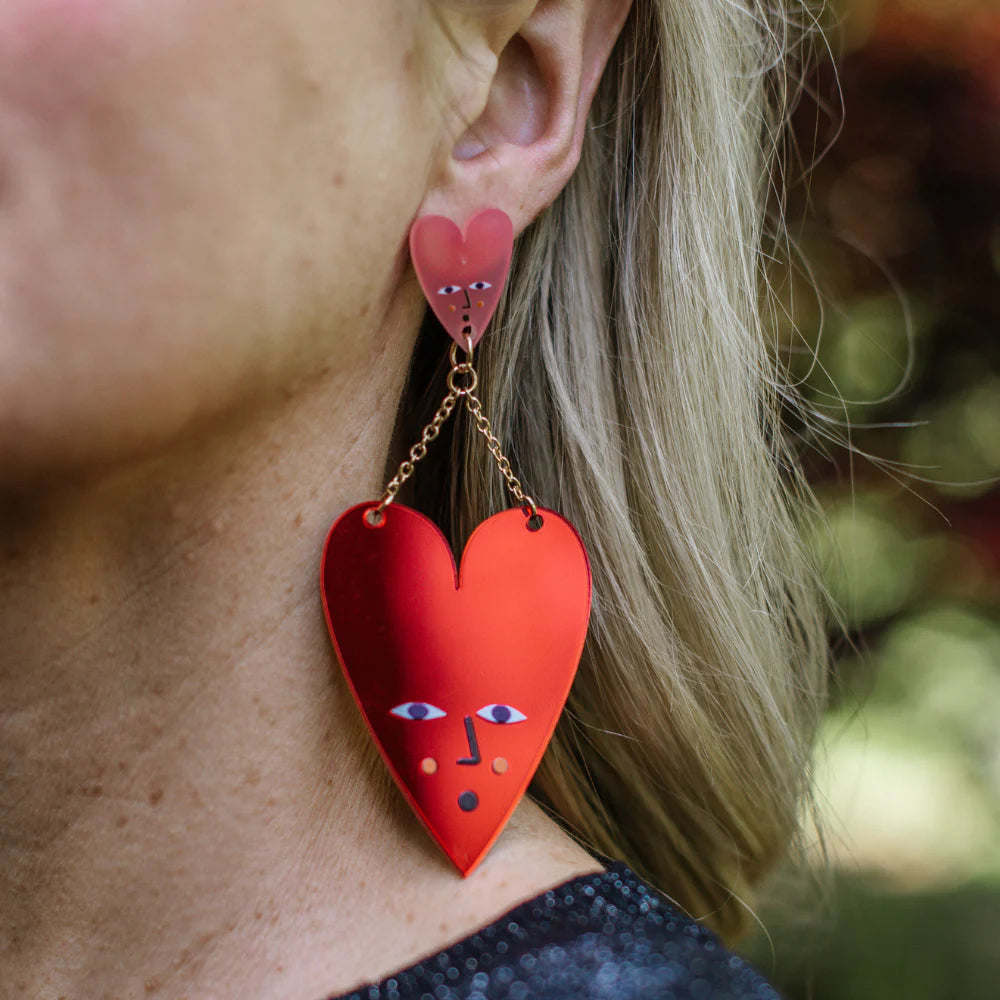 Perspex Earrings - Heart Eyes For You