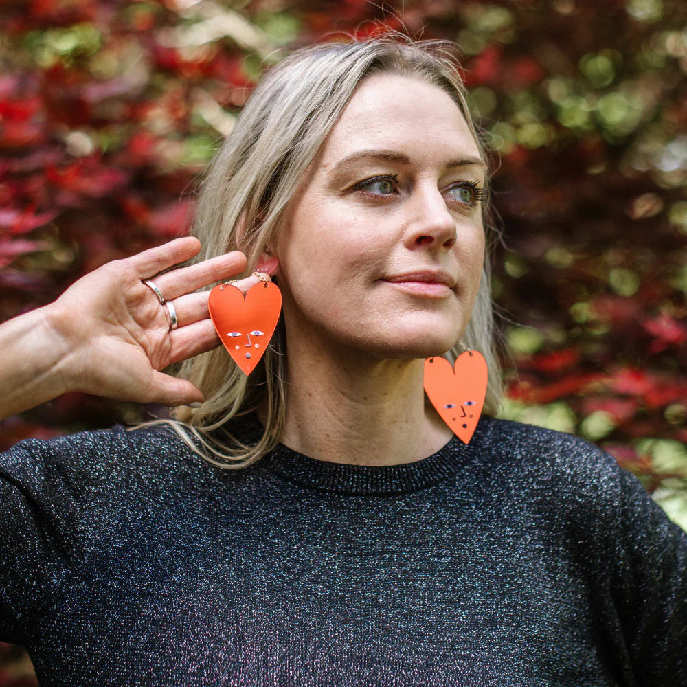 Perspex Earrings - Heart Eyes For You