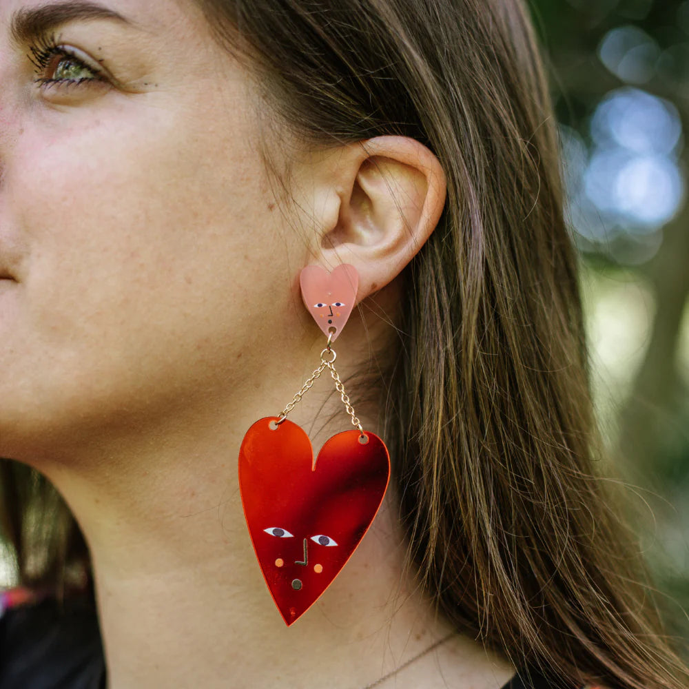 Perspex Earrings - Heart Eyes For You