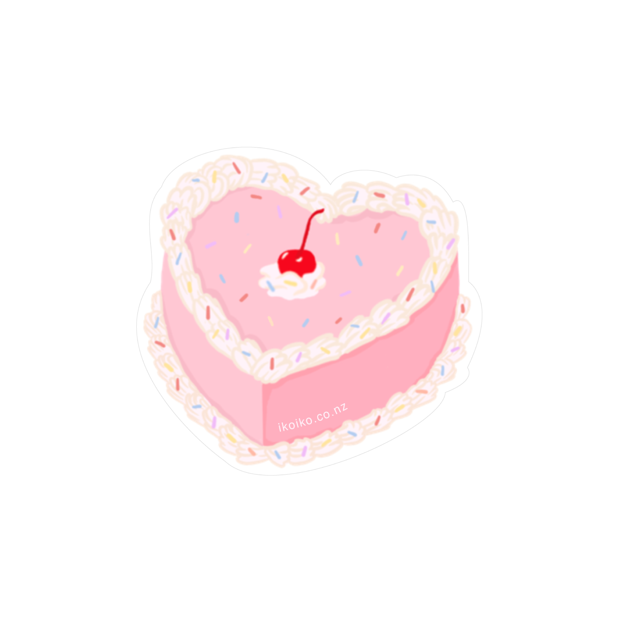 Sticker - Heart Cake Pink