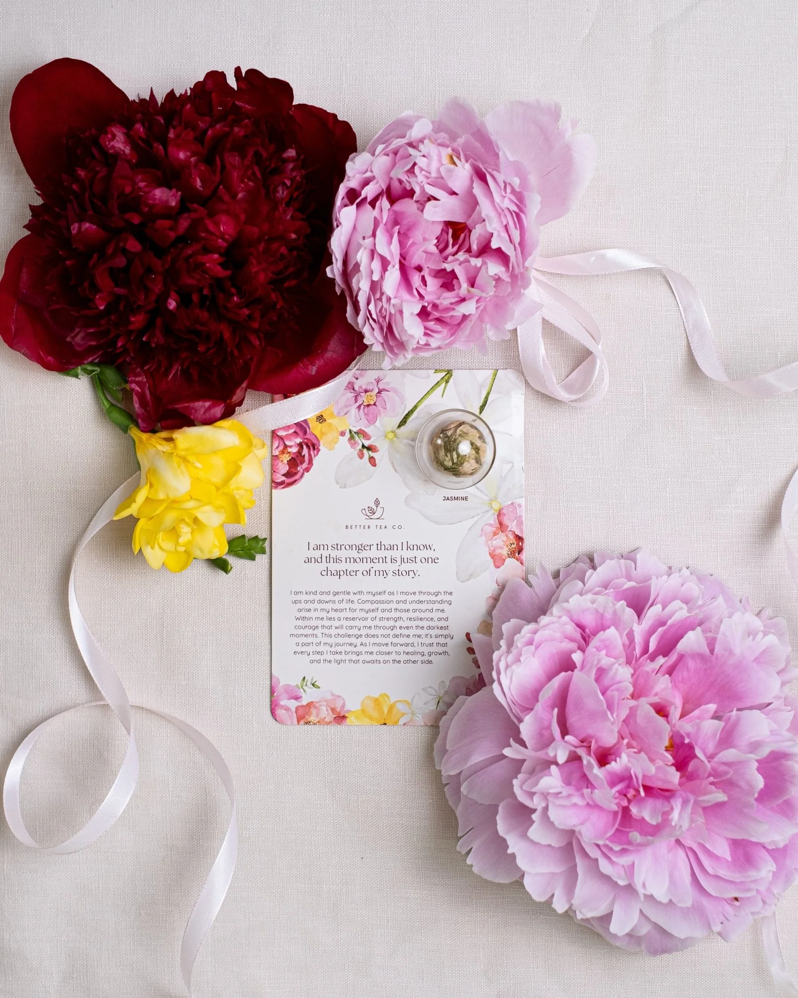 Blooming Tea Ball Affirmation Card