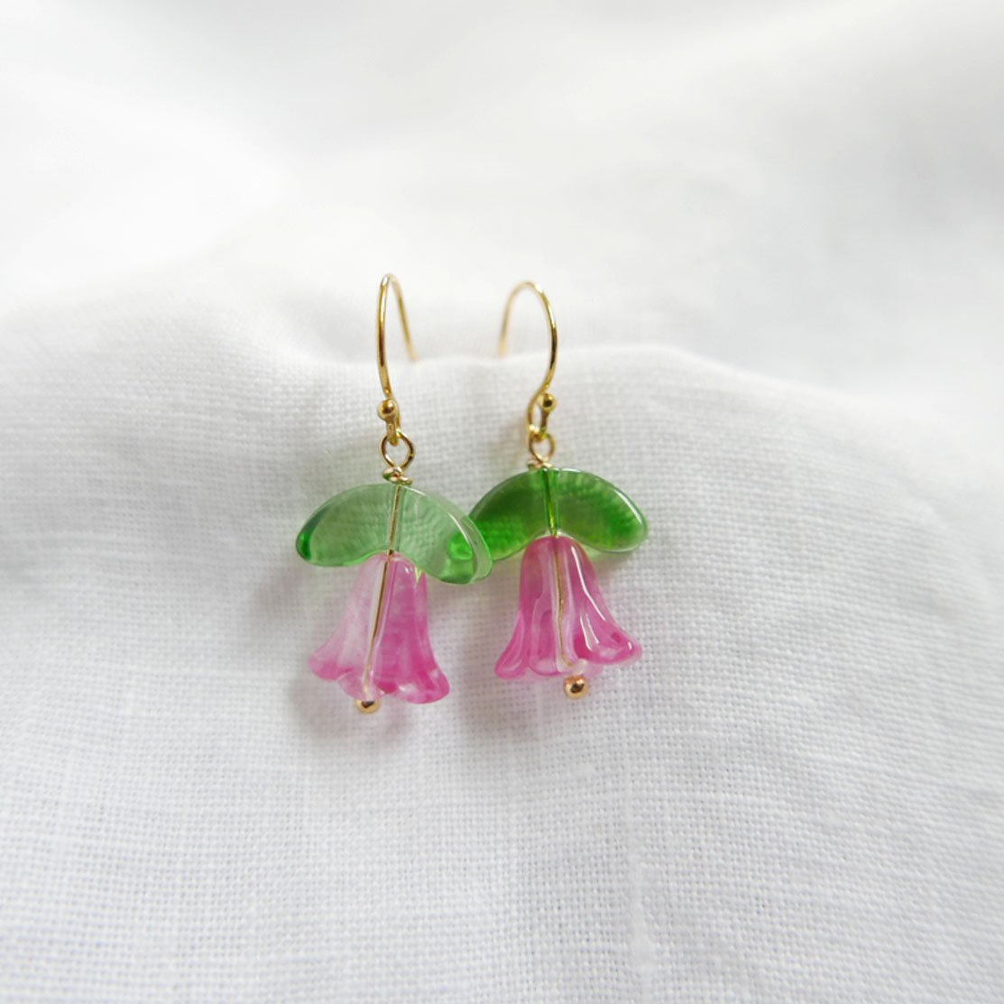 Lily Glass Earrings - Pink