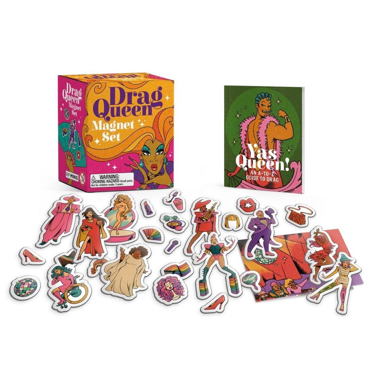 Drag Queen magnet set with packaging and magnets on a white background