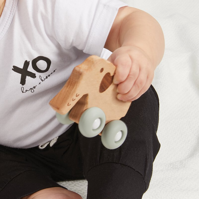 Silicone Wood Toy - Peach Lion