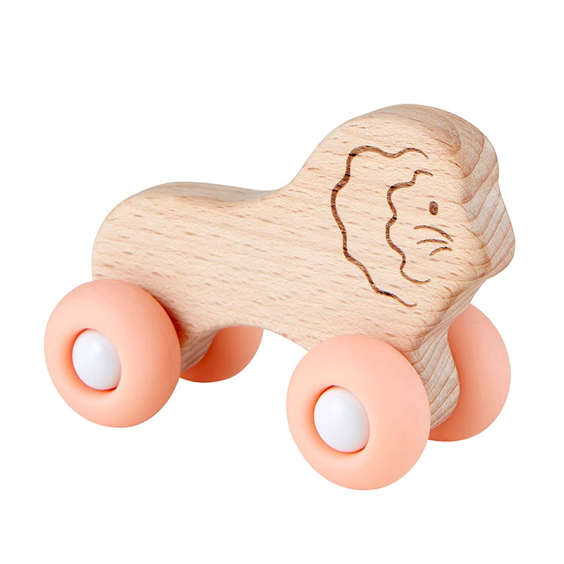 Silicone Wood Toy - Peach Lion