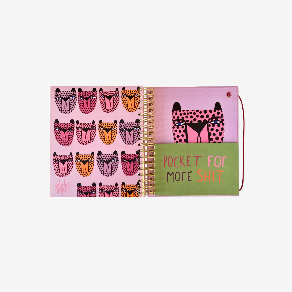 Hardback Spiral Bound Notebook - Grumpy Cheetah