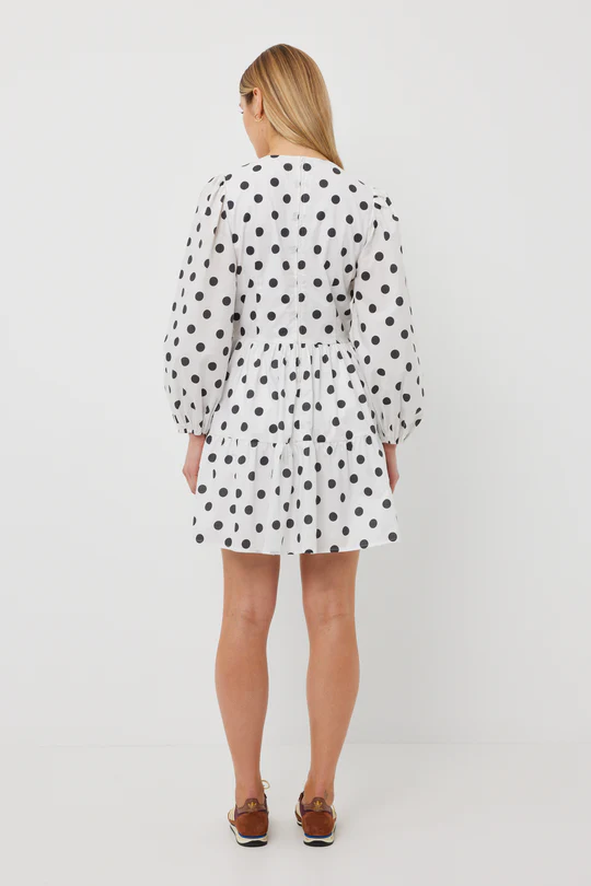 Valentina Dress - White Polka
