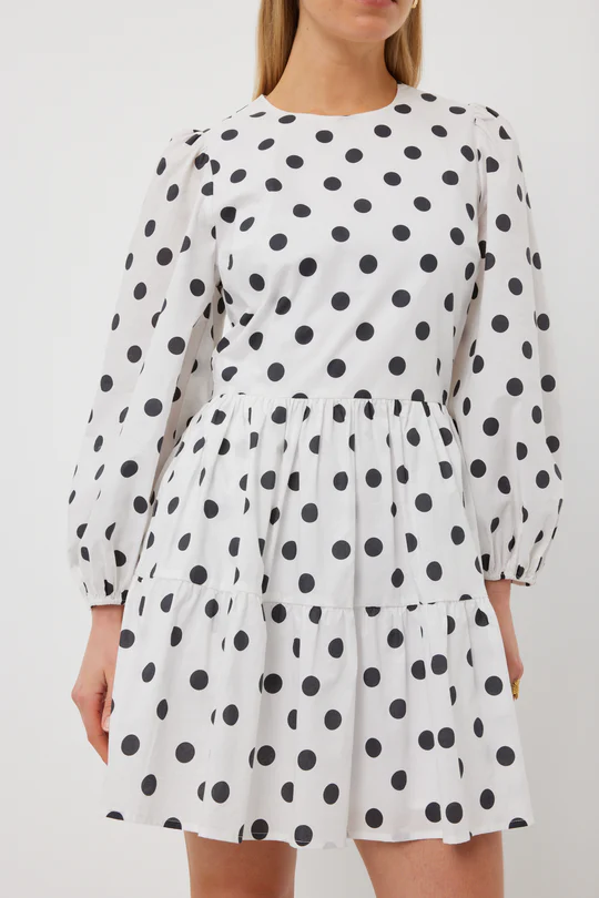 Valentina Dress - White Polka