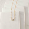 gold cubic zirconia long link necklace