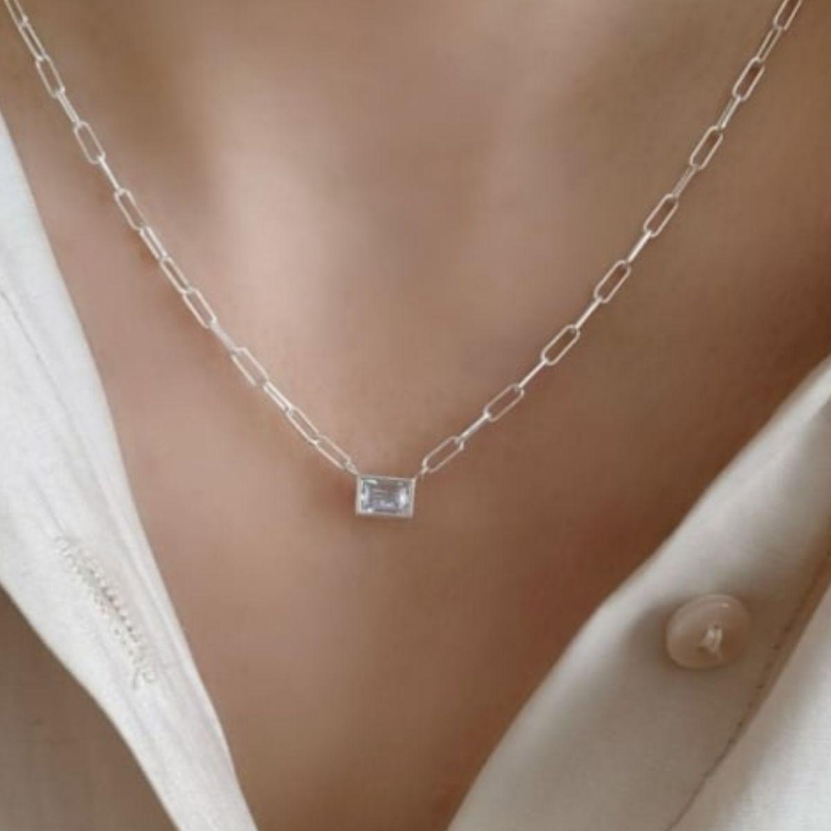 gold cubic zirconia long link necklace