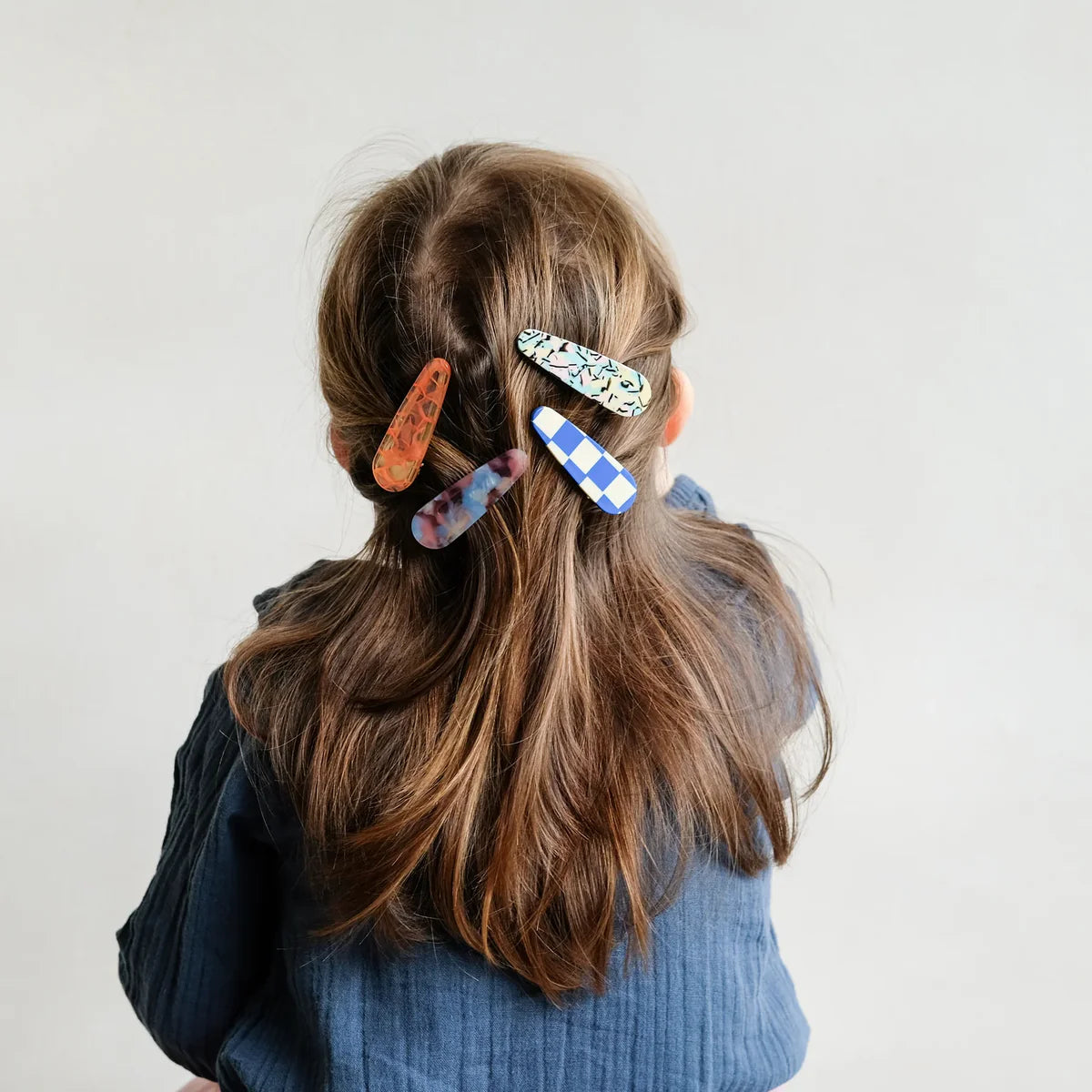 Acetate Hair Clip Set - Mixed 80s Checks