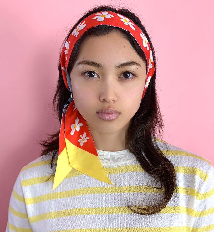 Twilly Ribbon Double Sided Silk Scarf - Bunnies