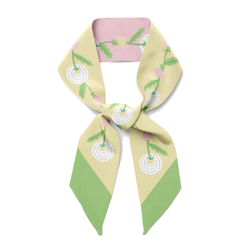 Neckscarf with dandelion design on a white background