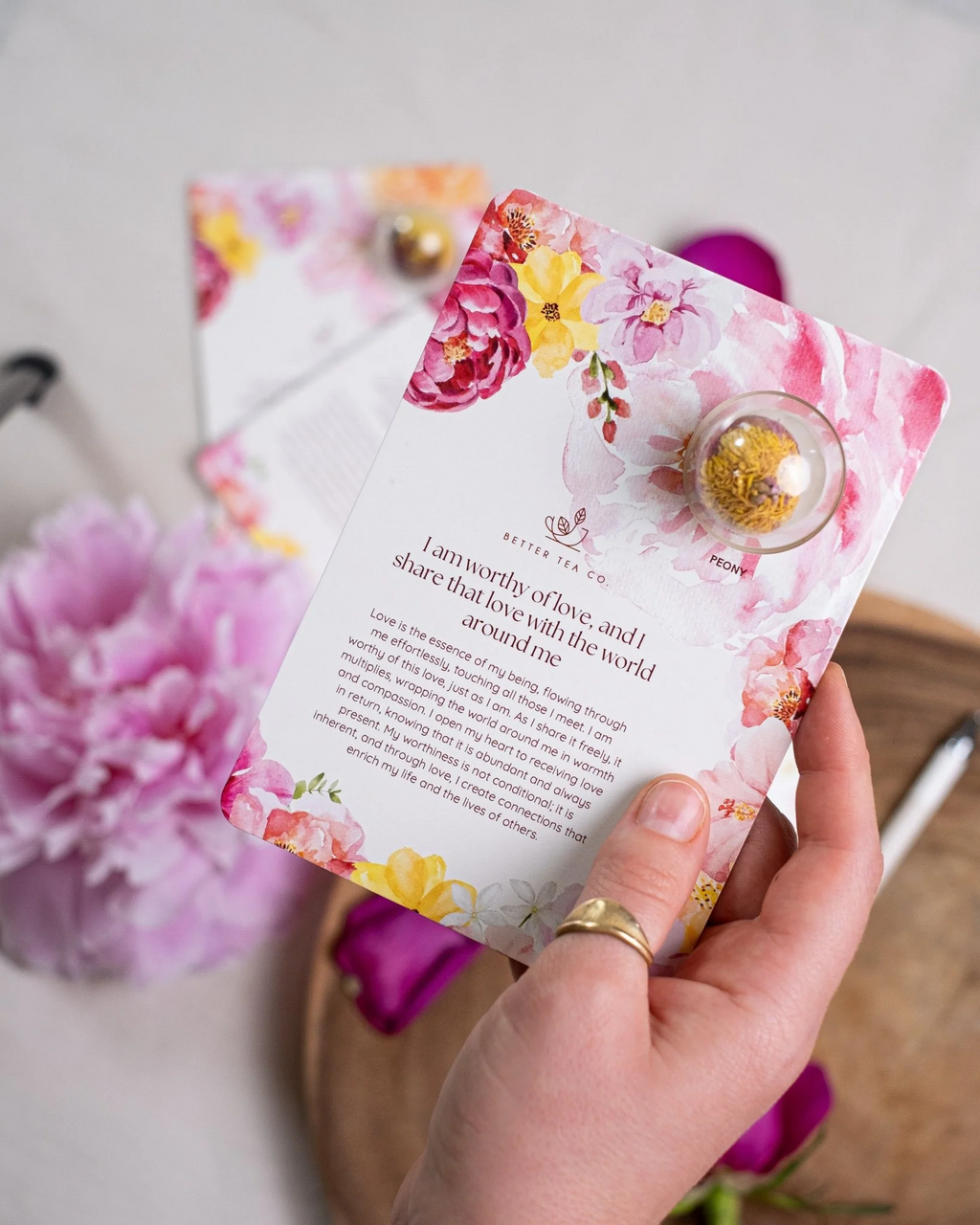 Blooming Tea Ball Affirmation Card