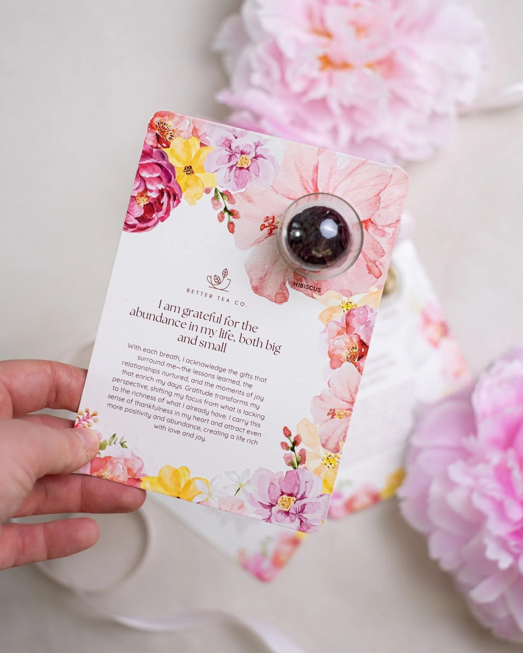Blooming Tea Ball Affirmation Card