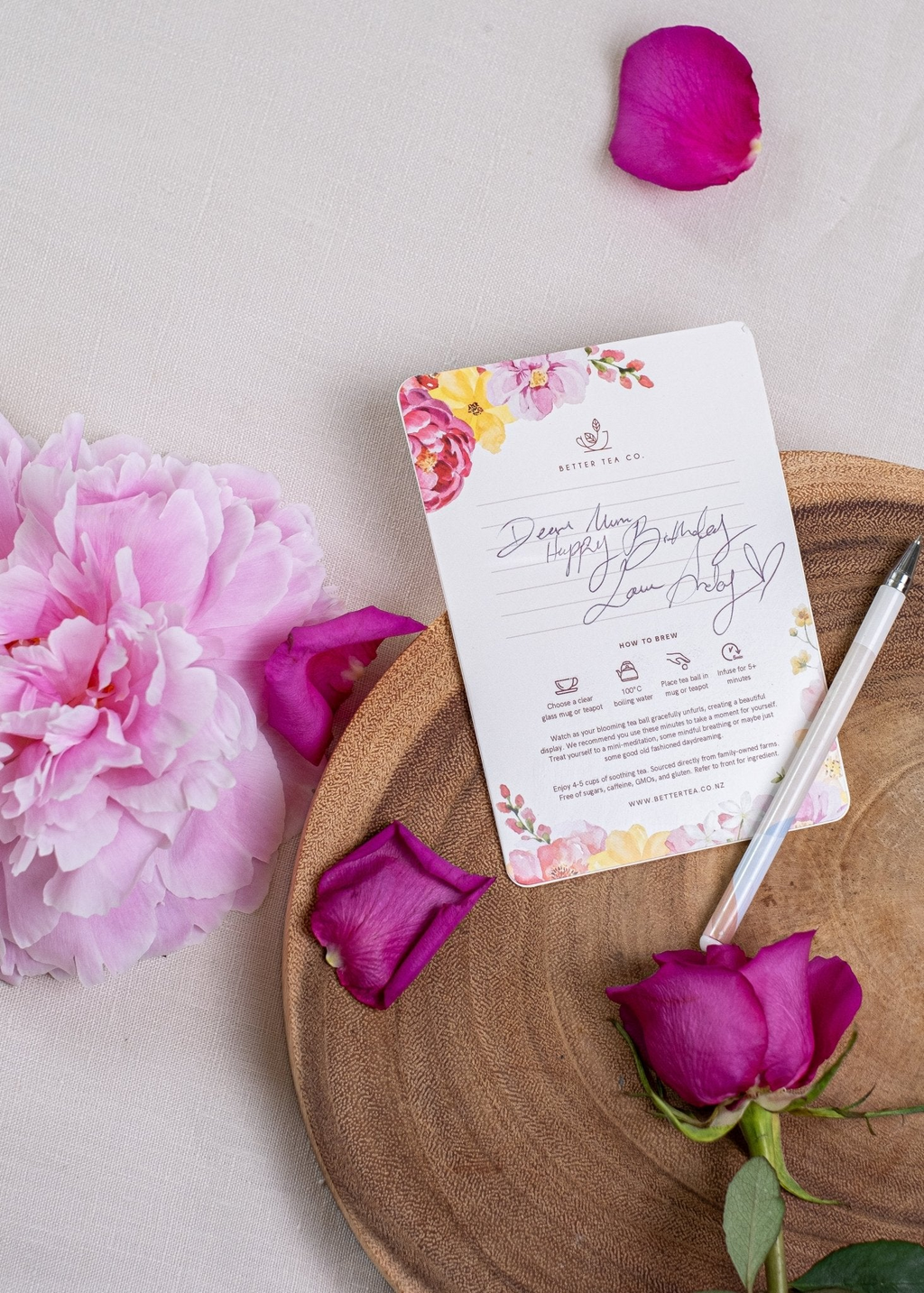 Blooming Tea Ball Affirmation Card