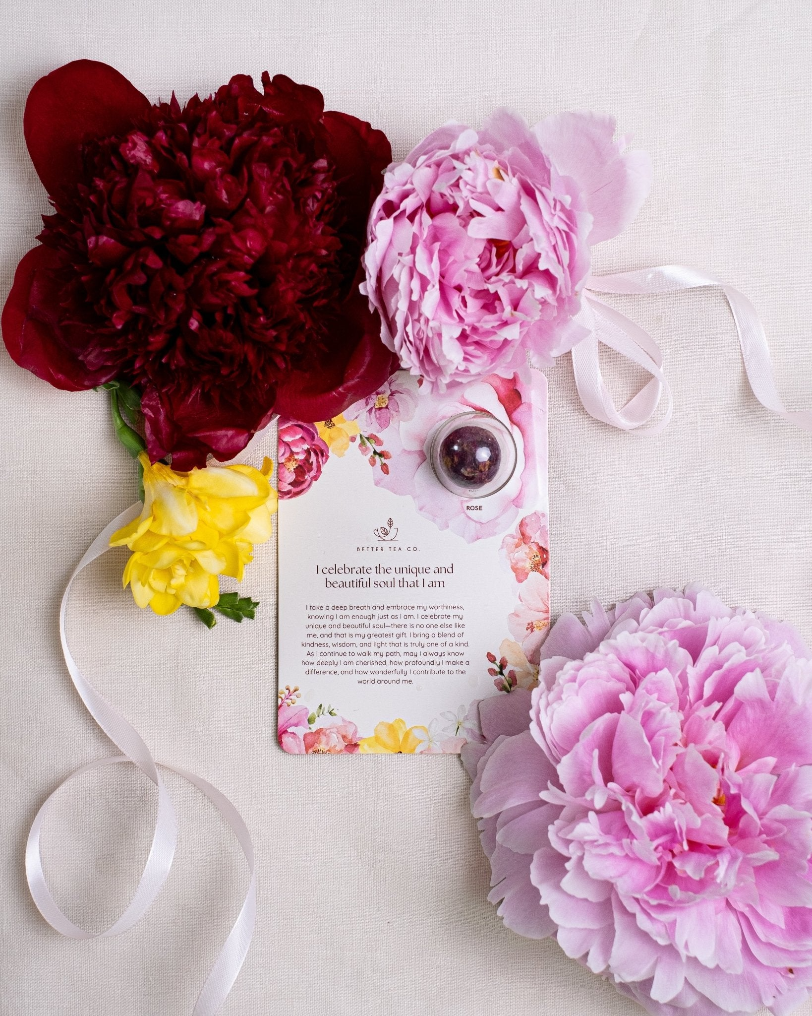 Blooming Tea Ball Affirmation Card