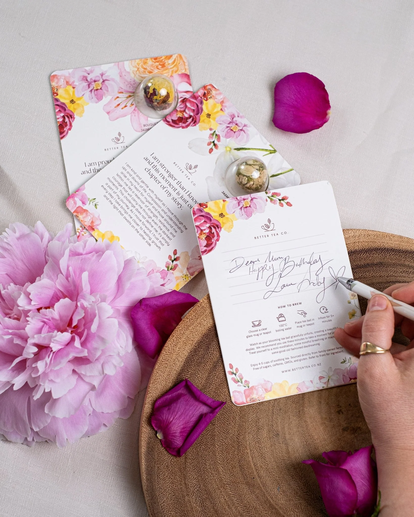 Blooming Tea Ball Affirmation Card