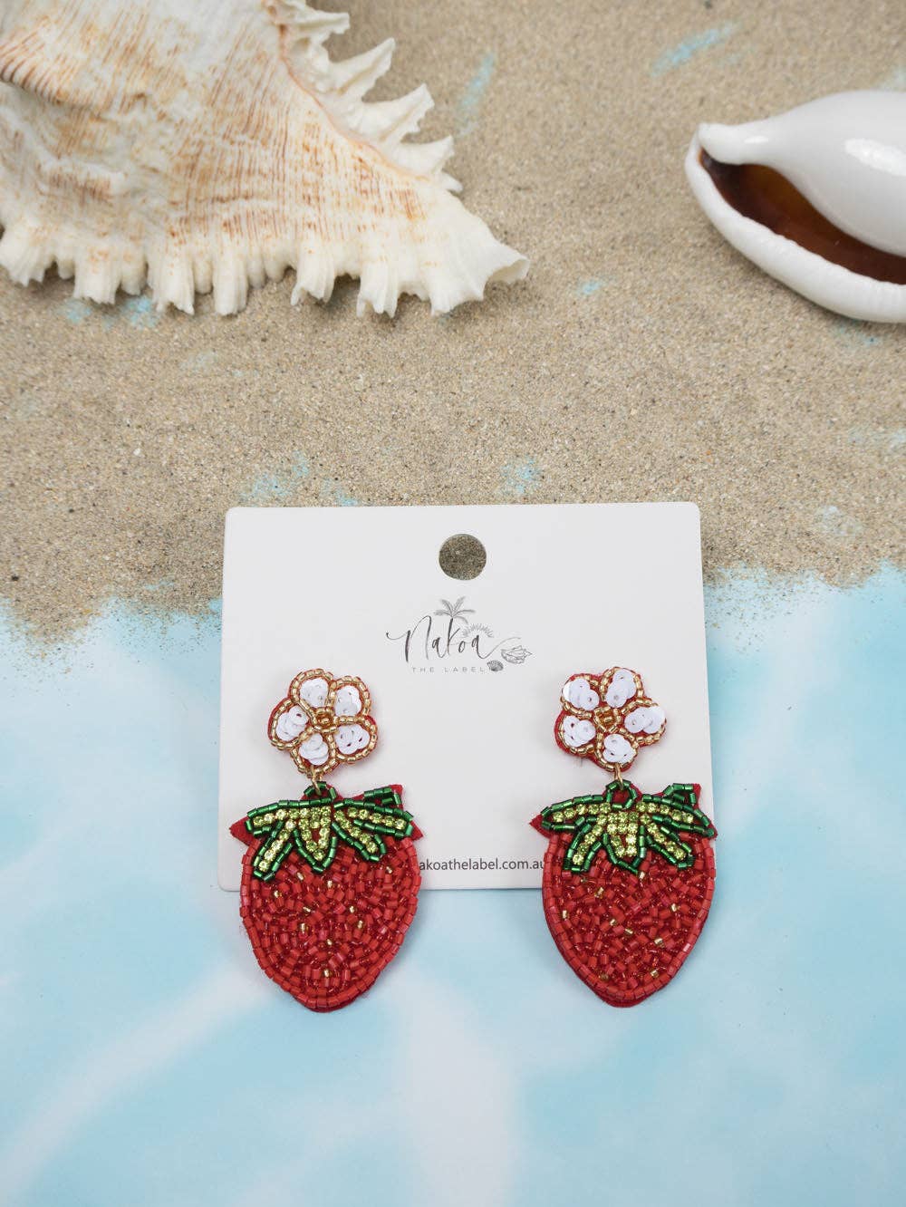 Beaded Earrings - Strawberries