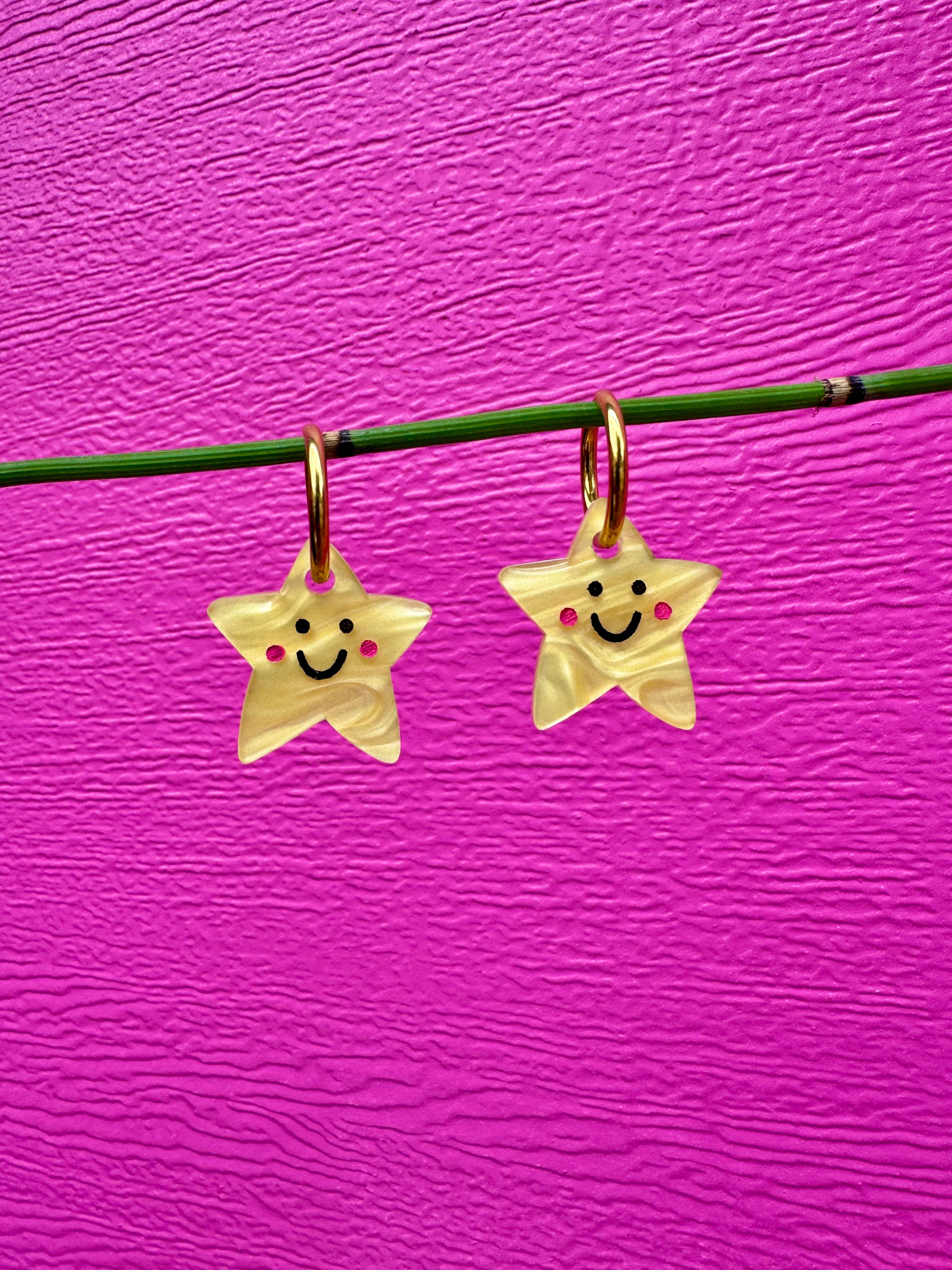 Acrylic Huggie Earrings - Baby Star