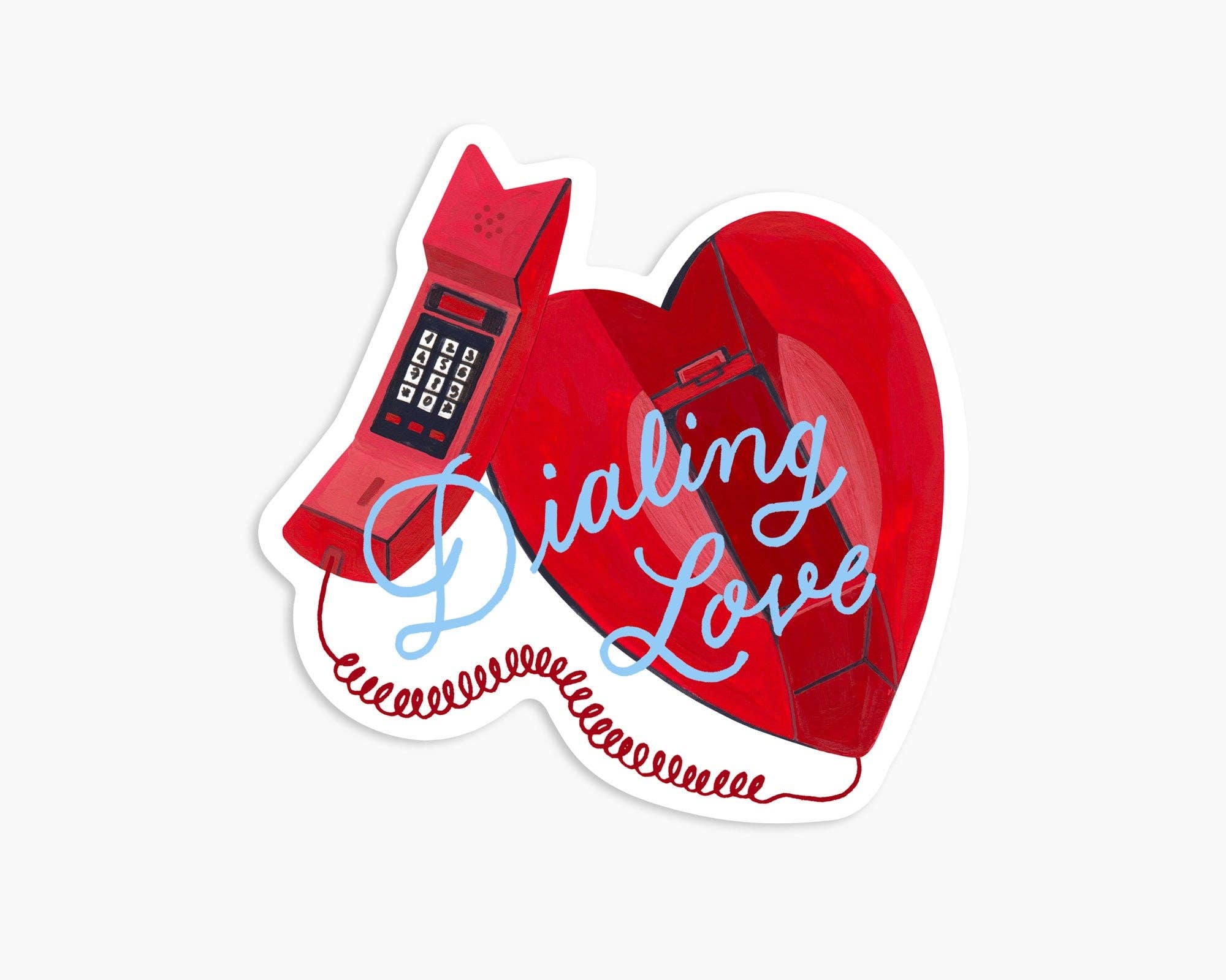 Vinyl Sticker - Retro Heart Telephone