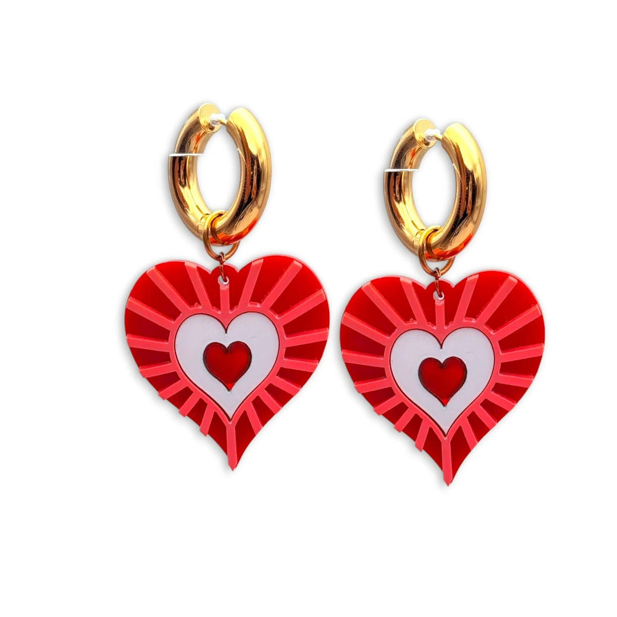 Acrylic Statement Hoop Earrings - Heartnova Sacred Hearts