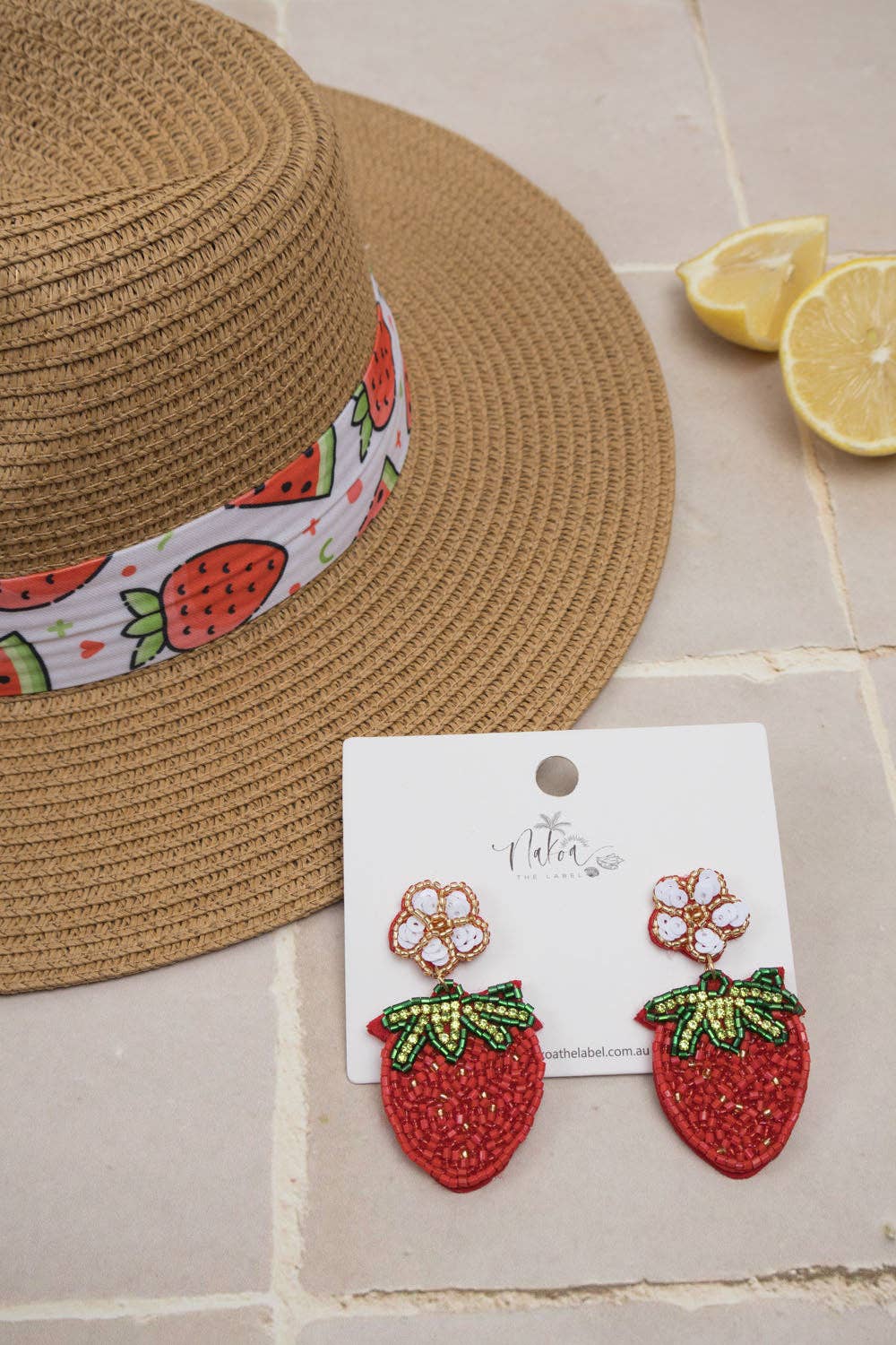 Beaded Earrings - Strawberries