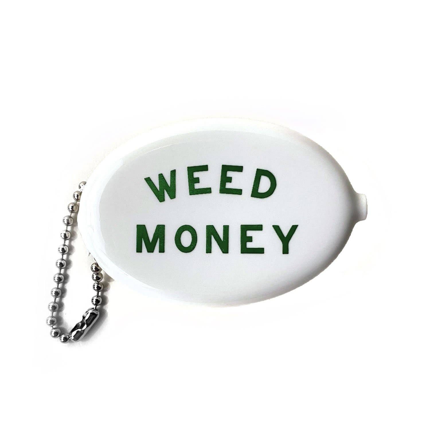 Coin Keyring Pouch - Weed Money (White)