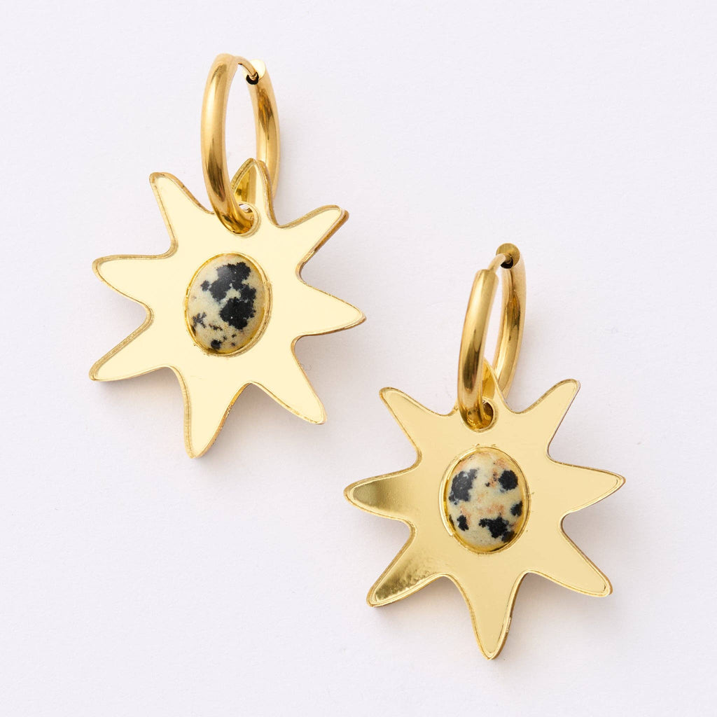 Hera Sunburst Hoop Earrings - Gold