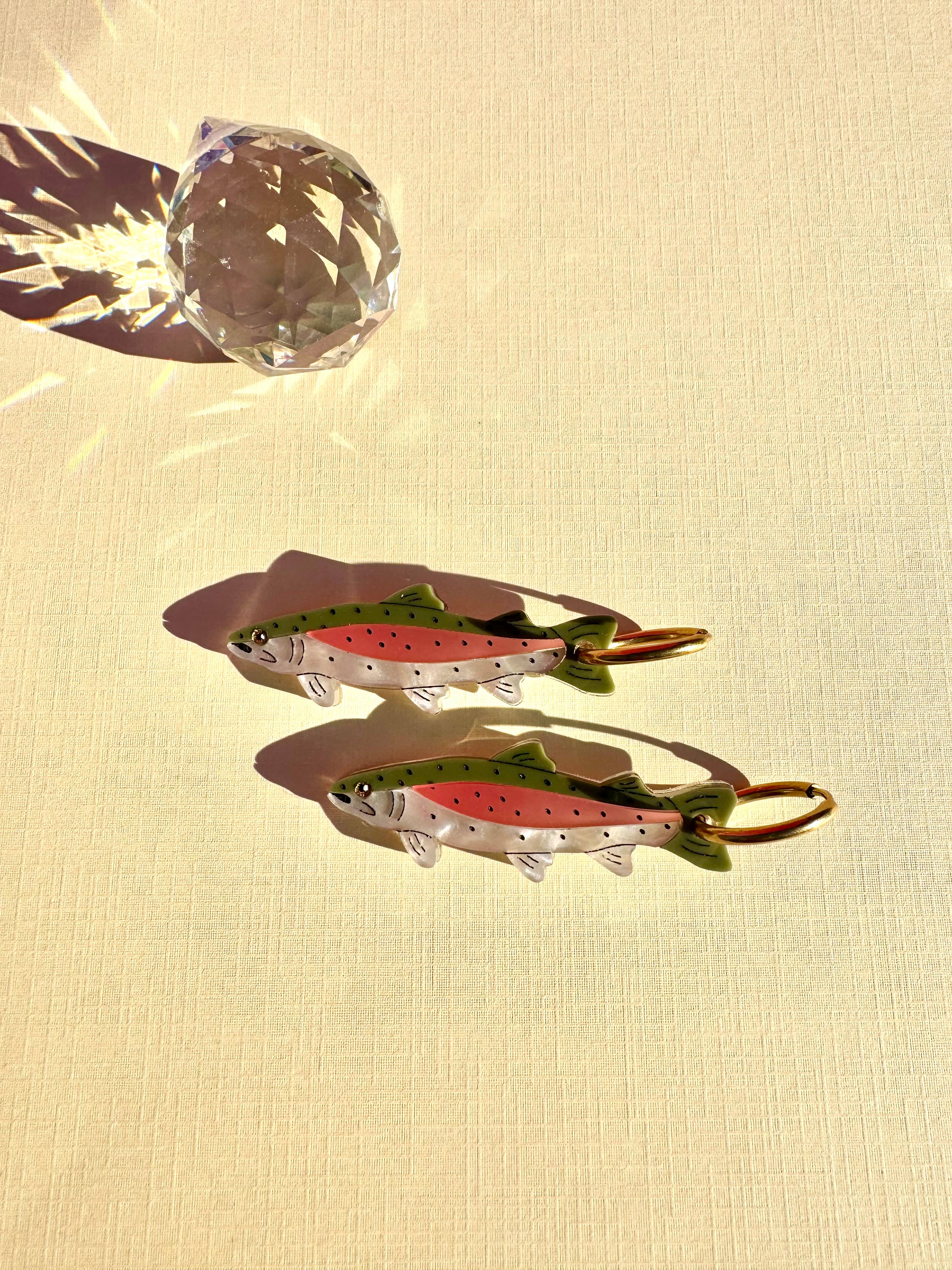 Acrylic Huggie Earrings - Rainbow Trout