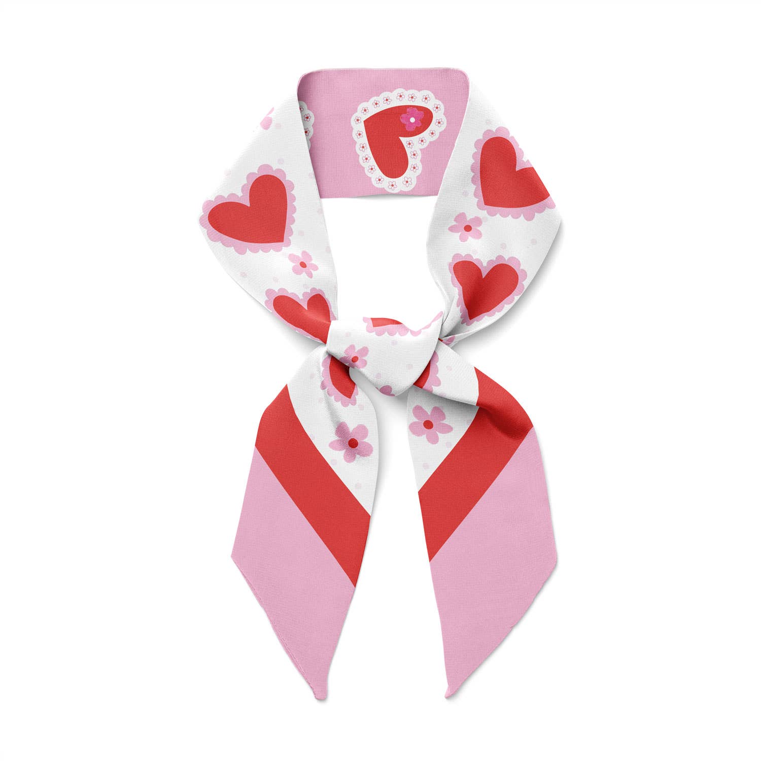 Twilly Ribbon Double Sided Silk Scarf - Laced Hearts