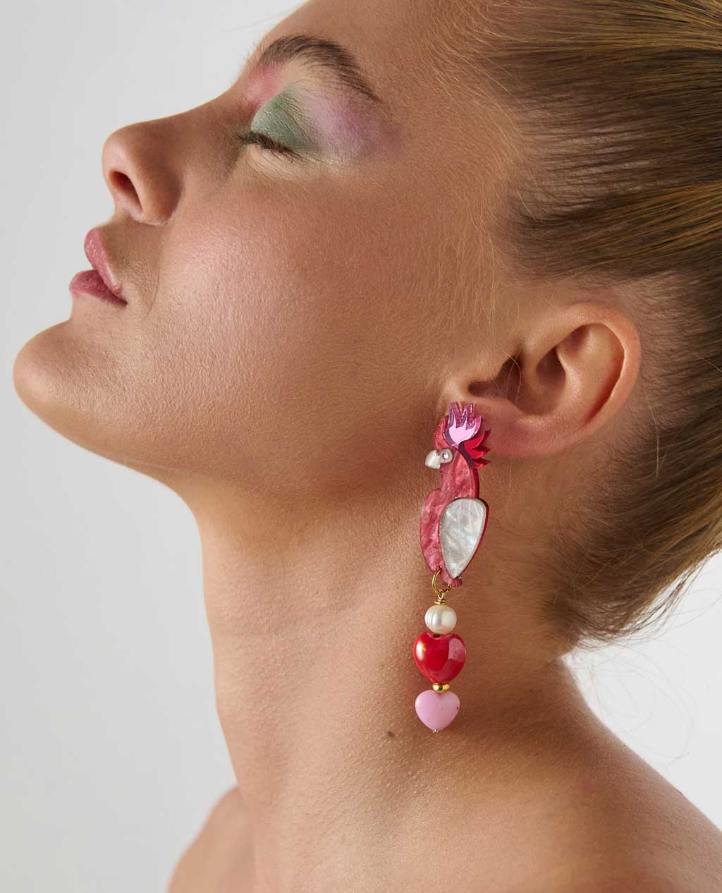 Acrylic Statement Stud Earrings - Cockatoo