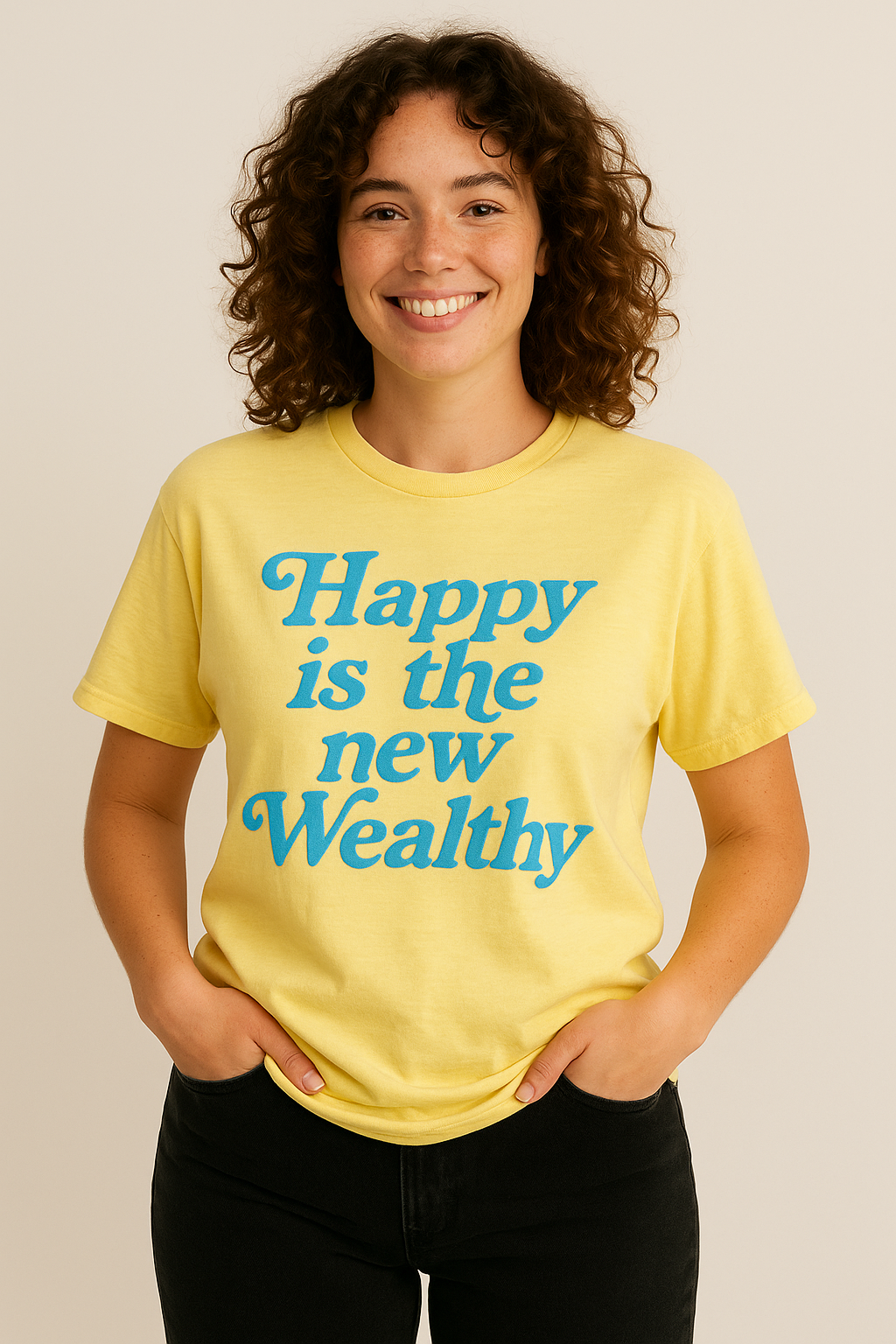 Graphic Tee - Kōwhai Yellow Happy Puff-Print