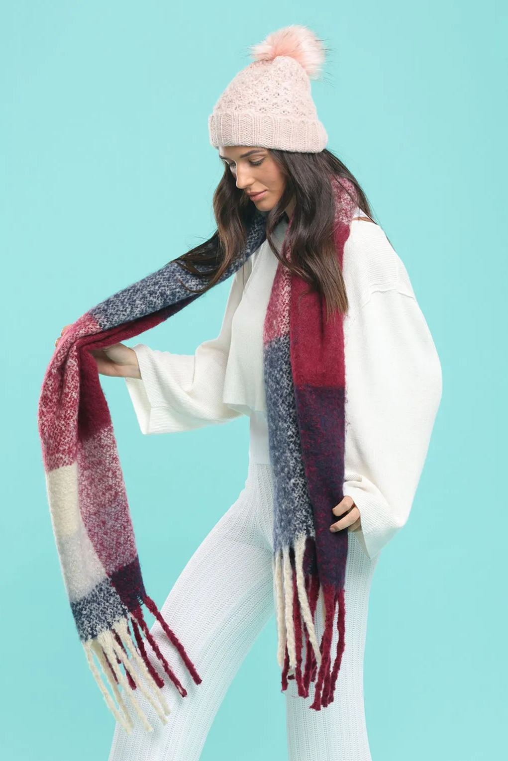 Giant Fluffy Scarf - Burgundy Sarah