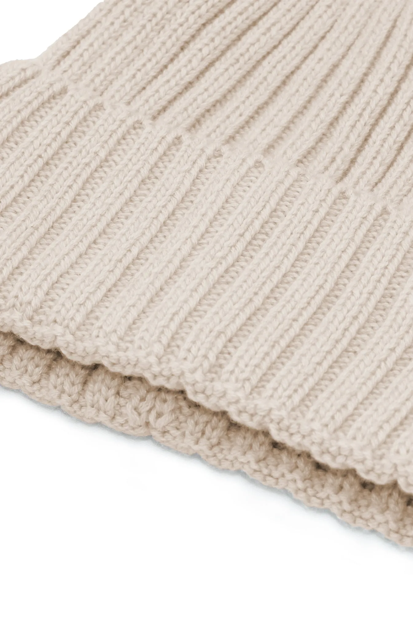 Valentine Wool Blend Beanie With Pompom - Bisque