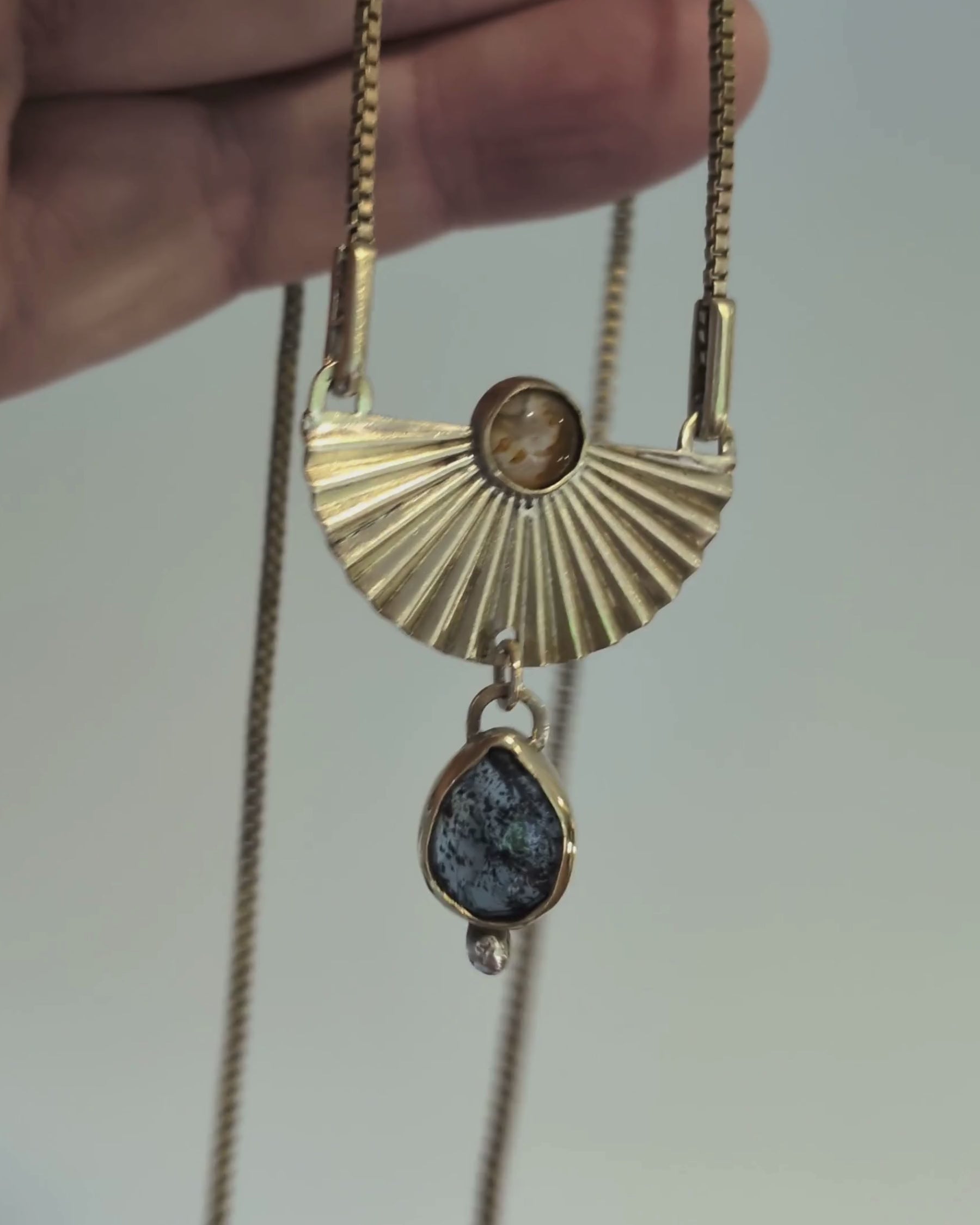 RES ROANNA - Ra Tefnut Necklace - Brass, Kyanite & Sunstone