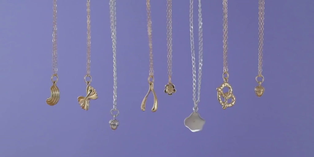 Mini Charming Necklace - Golden Macaroni Elbow Pasta