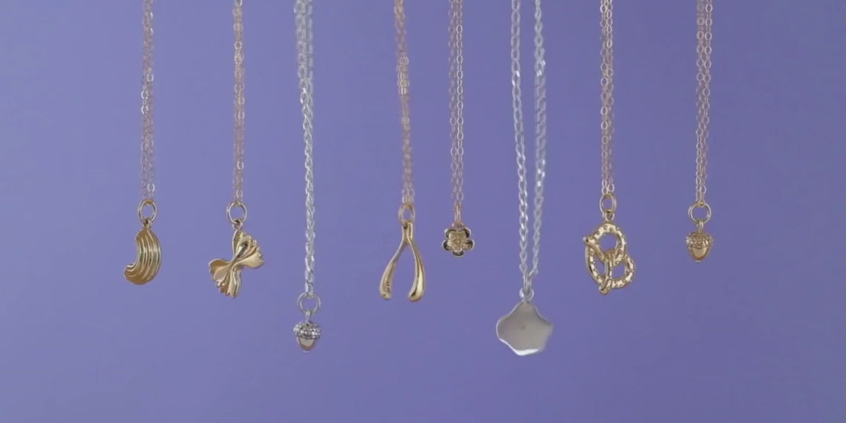 Mini Charming Necklace - Golden Macaroni Elbow Pasta