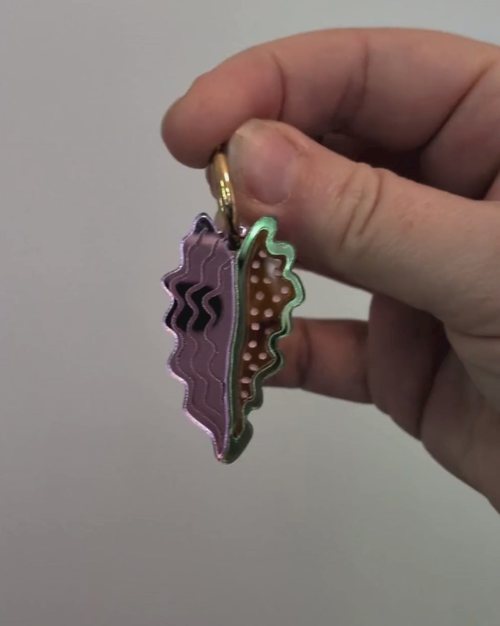 Acrylic Hoop Earrings - Big Leaf Tan & Lilac