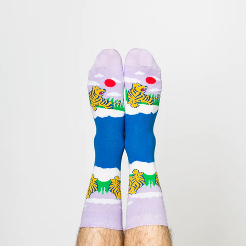Large Cotton Crew Socks - Tiger