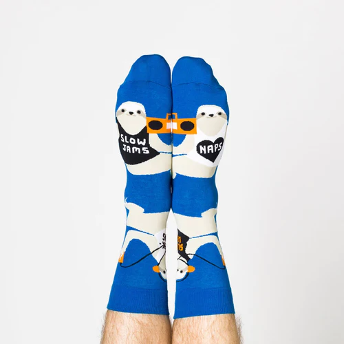 Large Cotton Crew Socks - Sloth Life