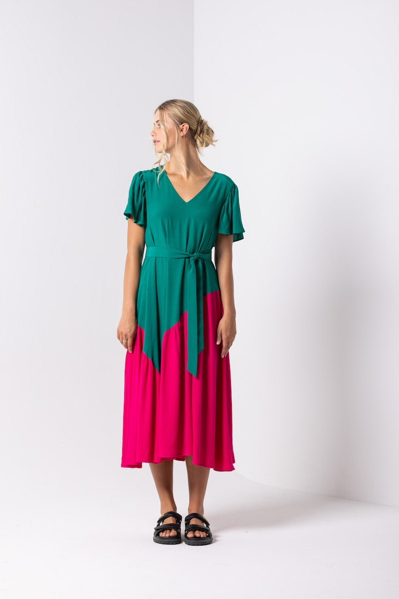 Amalfi Reversible Dress - Green & Pink – Madame Fancy Pants