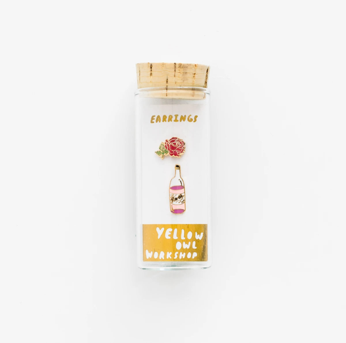 Asymmetrical Cloisonné Stud Earrings - Rosé/Rose