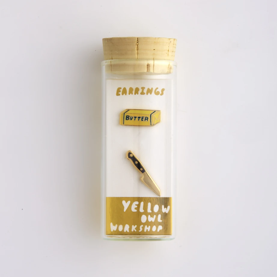 Asymmetrical Cloisonné Stud Earrings - Butter & Knife